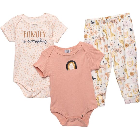 Chick Pea Other - Chick Pea Infant Girls Baby Bodysuit and Joggers Set - 3-Piece, Short Sleeve 3M